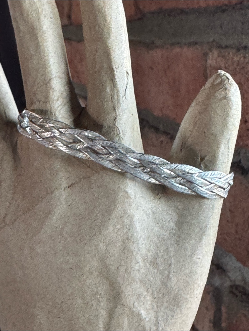 Vintage 1980s Sterling Silver Italy Braided Herringbone Bracelet Diamond Cut